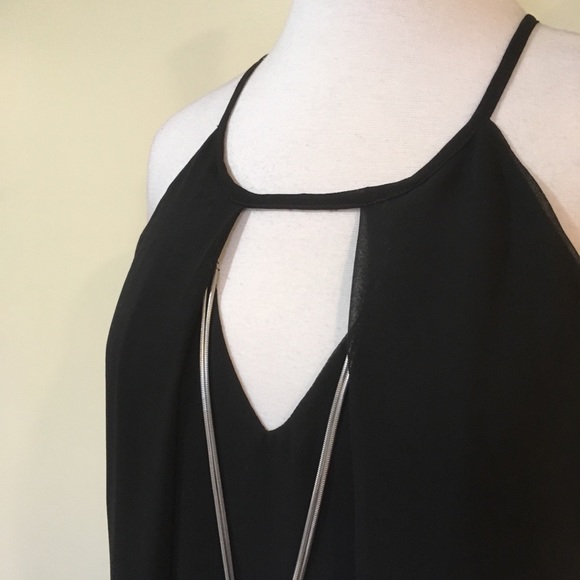 Layered Chiffon Keyhole Swing Dress with Necklace - Picture 6 of 8